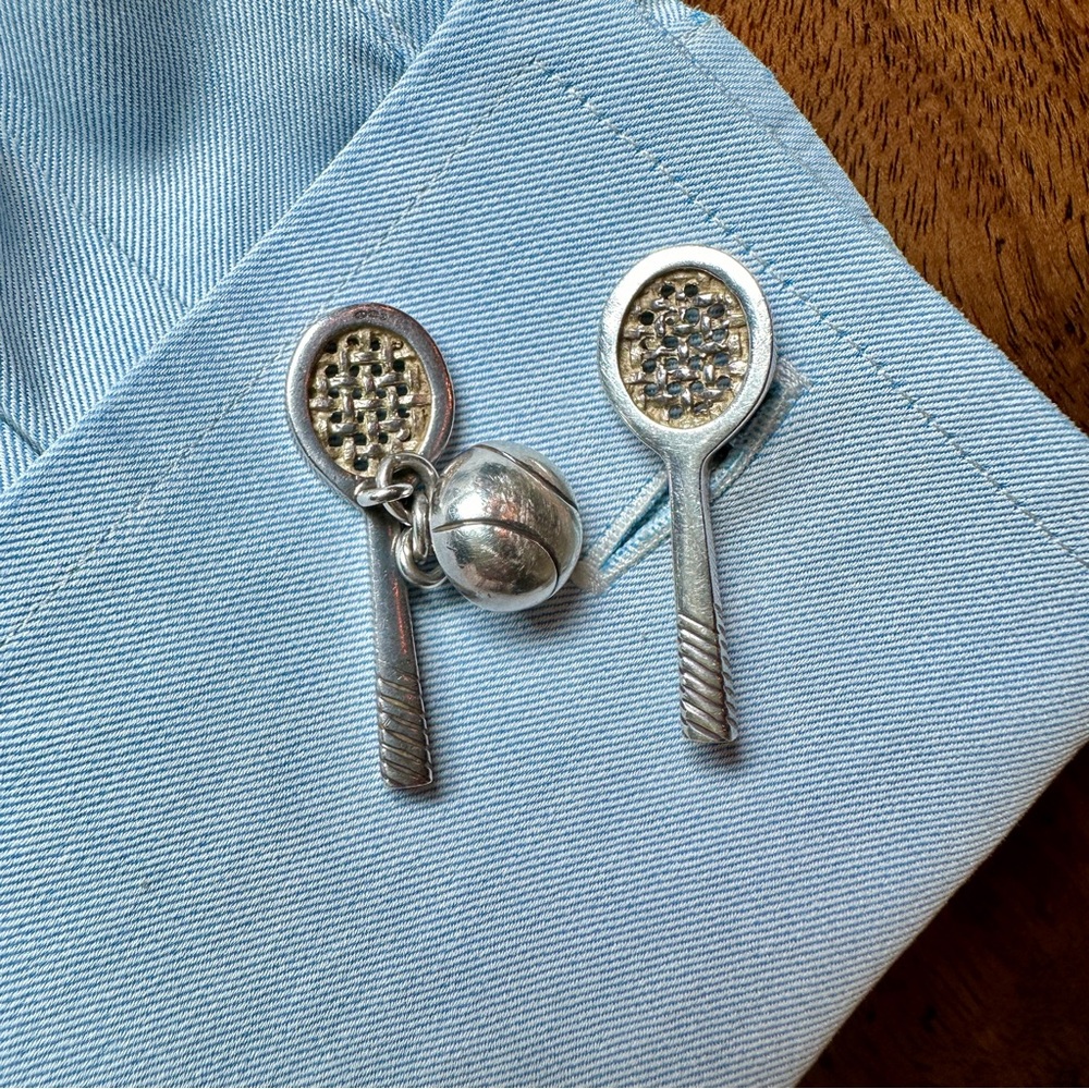 Tennis racket cuff links